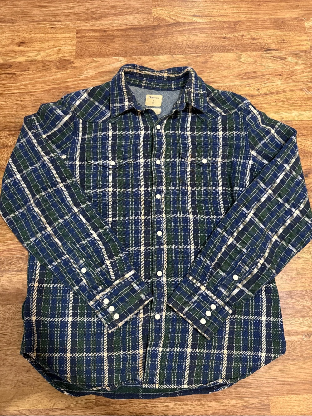 GAP Green & Blue Plaid Button-Up Shirt - Men's Casual